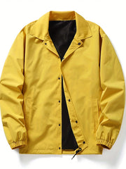 Stylish Snap Button Up Lapel Coat for Men