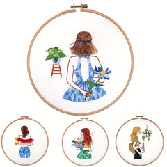 Embroidery DIY Cross Stitch Thread Flower Girl Dance Picture