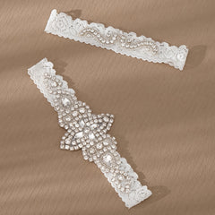 Bridal Gown Leg Accessory Set with Hand Sewn Fishnet Thigh Straps