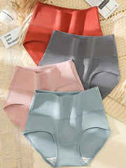 4pcs Solid Briefs Comfy Stretchy Panties Women's Lingerie