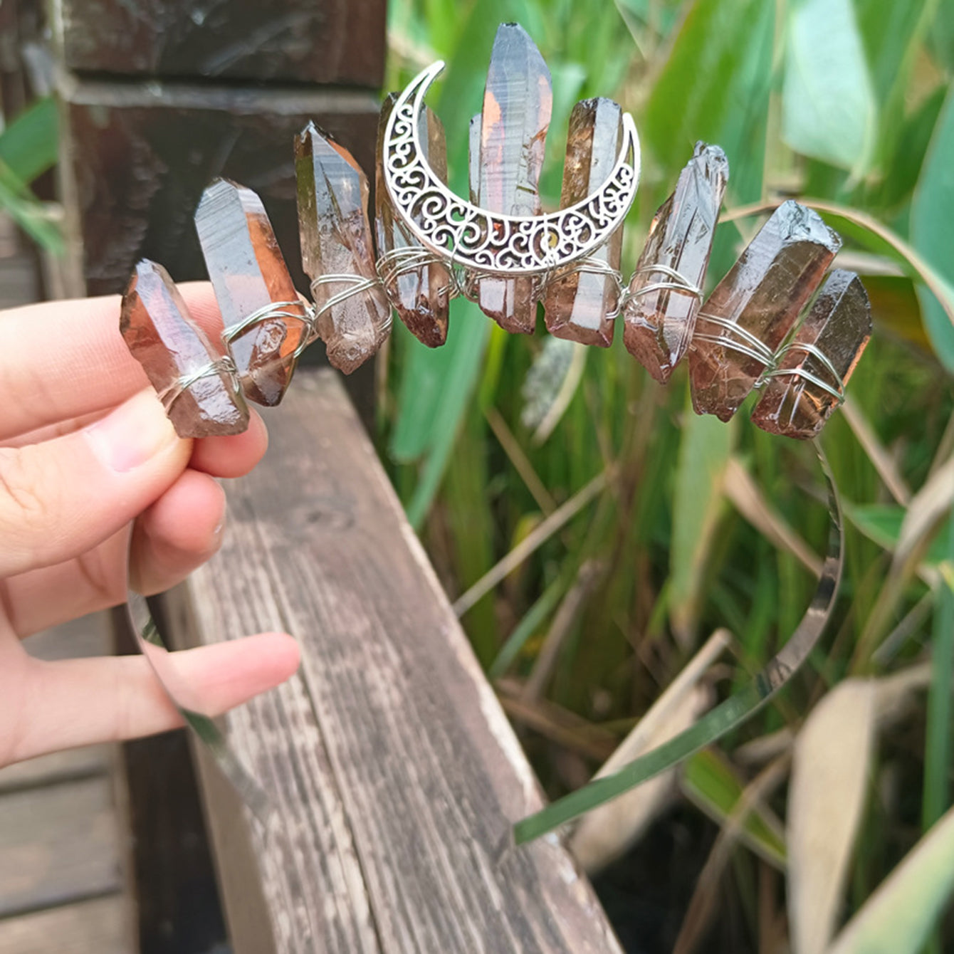 Crystal Quartz Crown Hairband for Woman Weeding & Parties