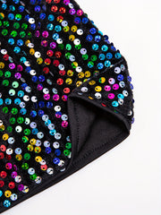 Colorful Sequin Puff Sleeve Party Blouse