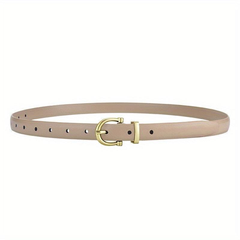 Oval Buckle Thin Belt Women's PU Leather Casual Jeans Pants Belt