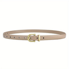 Oval Buckle Thin Belt Women's PU Leather Casual Jeans Pants Belt