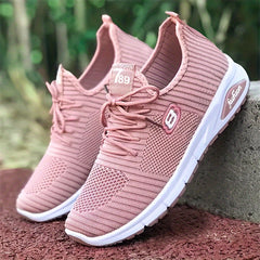 Thick Sole Shock Absorption Woven Shoes Lightweight Breathable Sneakers
