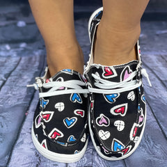 Colorful Love Heart Pattern Skateboard Shoes for Women