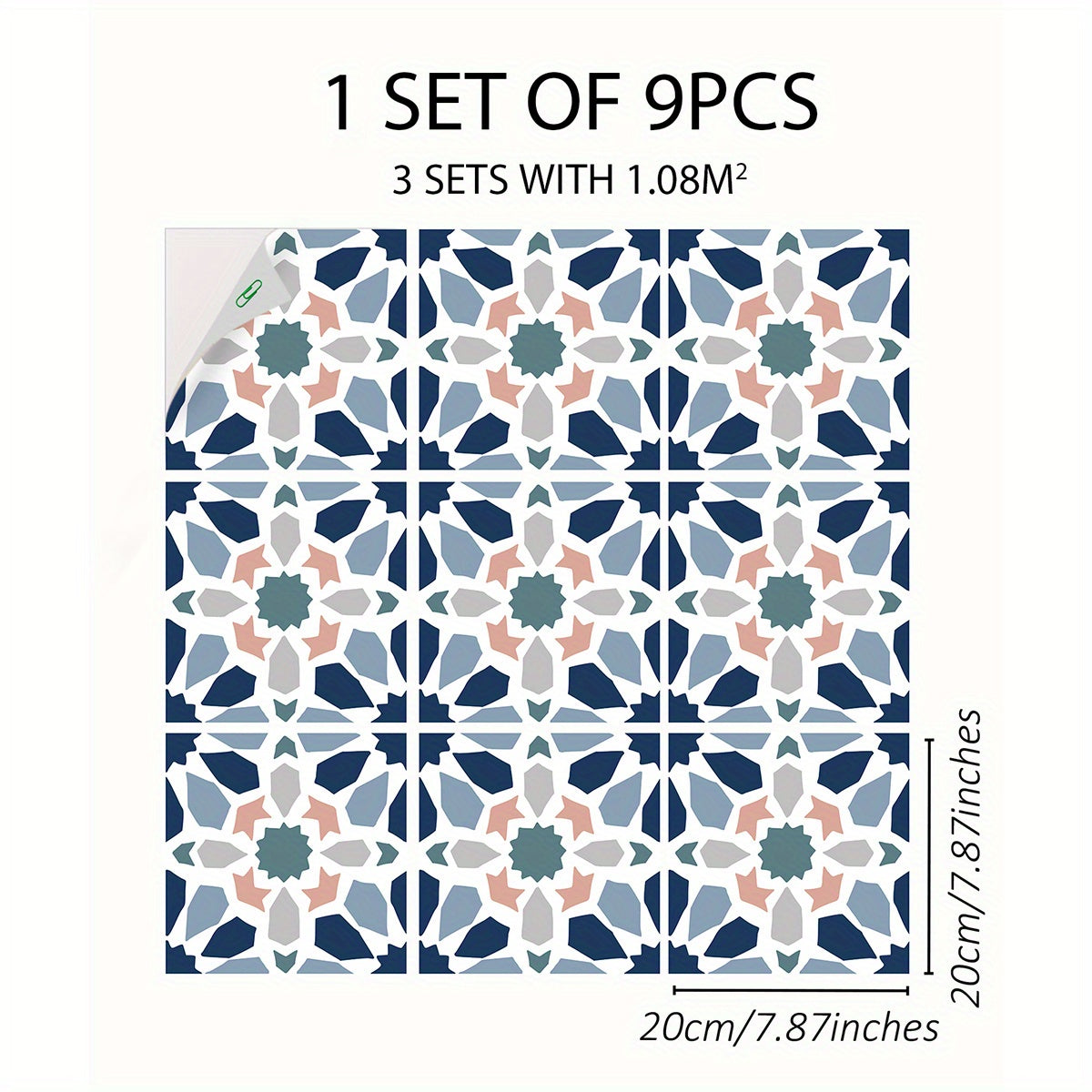 9pcs Islamic Style Matte Waterproof Decals Vinyl Adhesive Removable Sticker