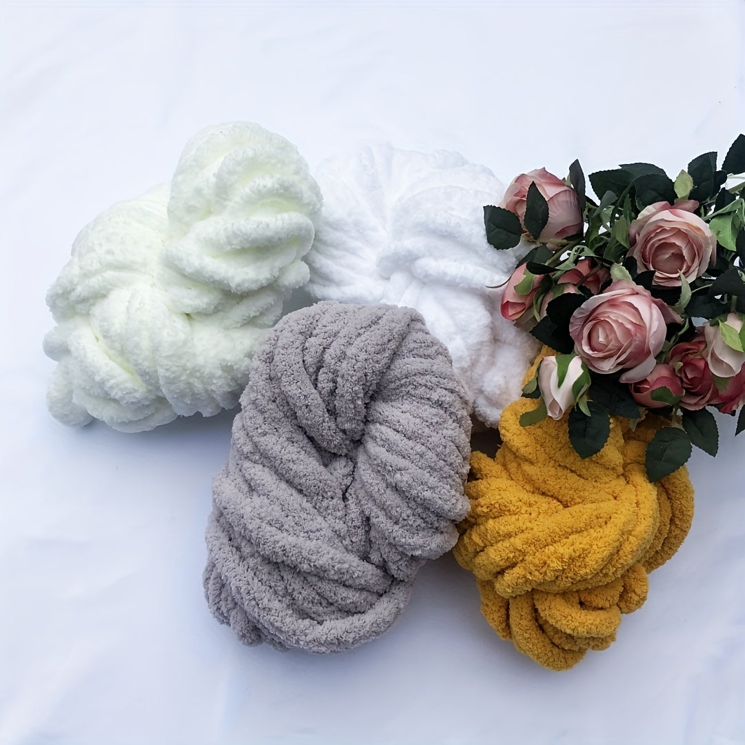 Hand Woven Thick Chenille Yarn Blanket Soft Washable DIY Arm Knit Blanket