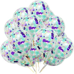Mermaid Confetti Balloons 20pcs + 30 Clear Latex Balloons