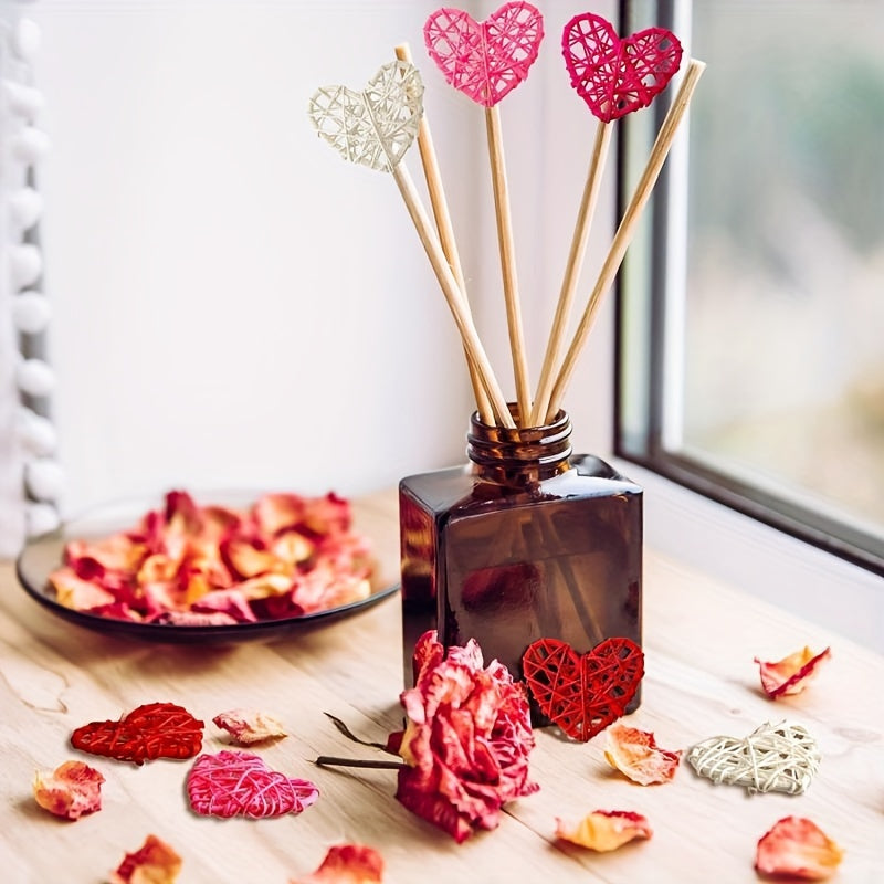 6pcs Heart Rattan Decorative Balls with Willow Sticks