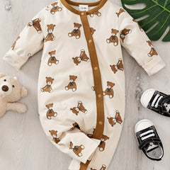 Cotton Doll Bear Print Romper Baby Bodysuit
