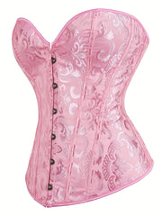 Floral Jacquard Lace Up Back Underbust Corset