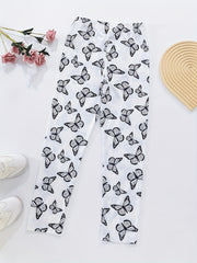 Girls Butterfly High Waist Slim Fit Yoga Pants