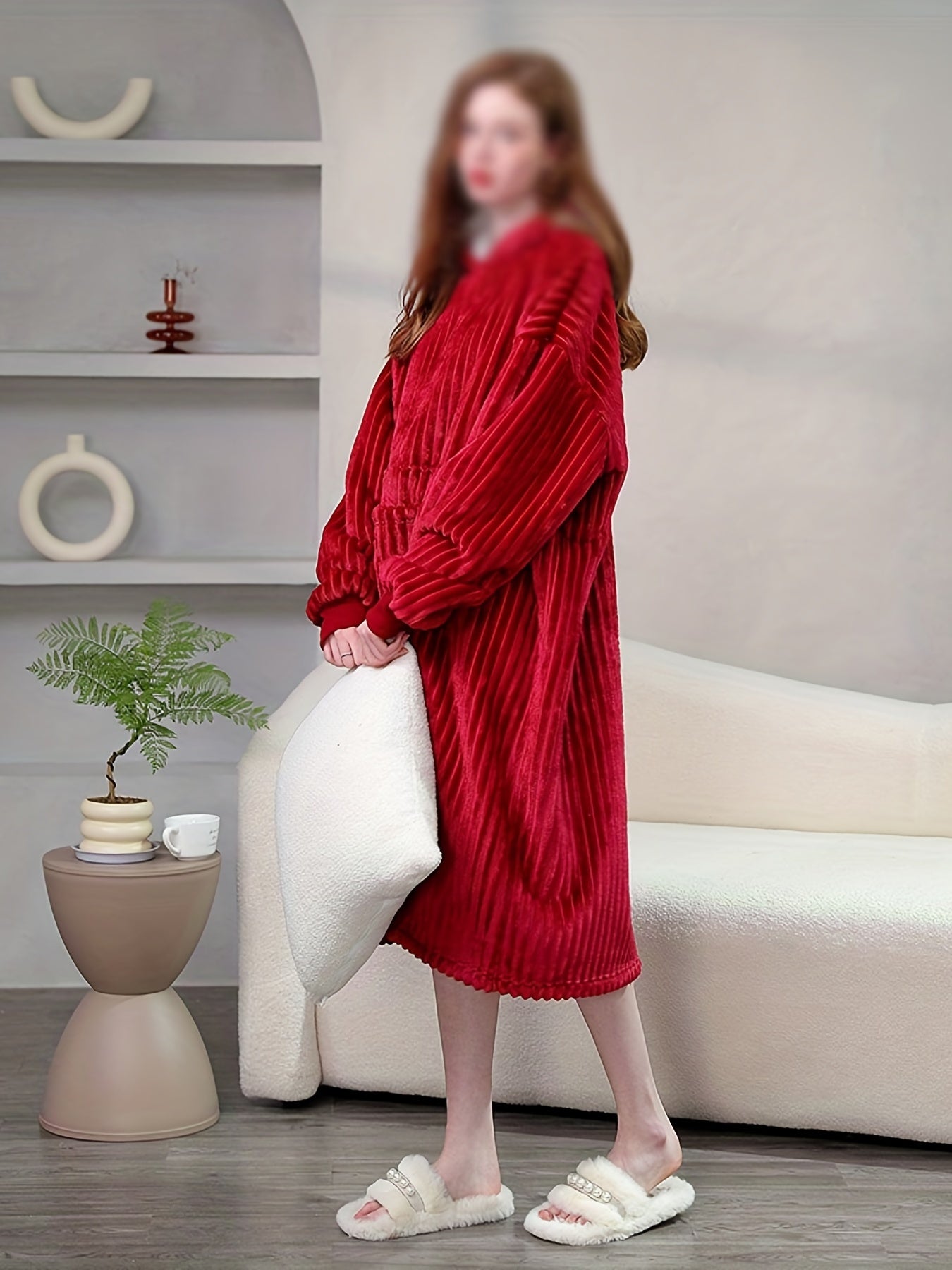 Hooded Fleece Nightgown with Pockets