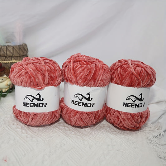 3pcs Chenille Velvet Yarn Knitting Yarns Soft Comfortable Yarn