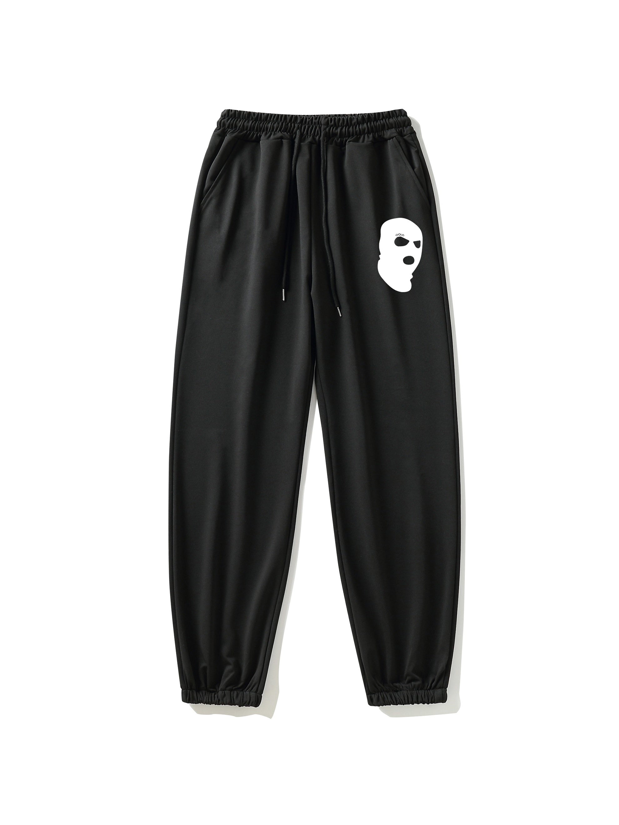 Print Balaclava Sports Pants Side Pockets Couple Jogging Pants