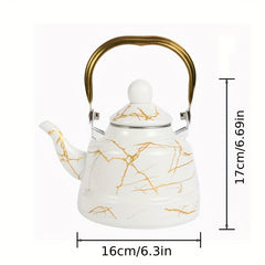 Enamel Hot Water Tea Kettle Geometric Printed Marble Ancient Bell Kettle