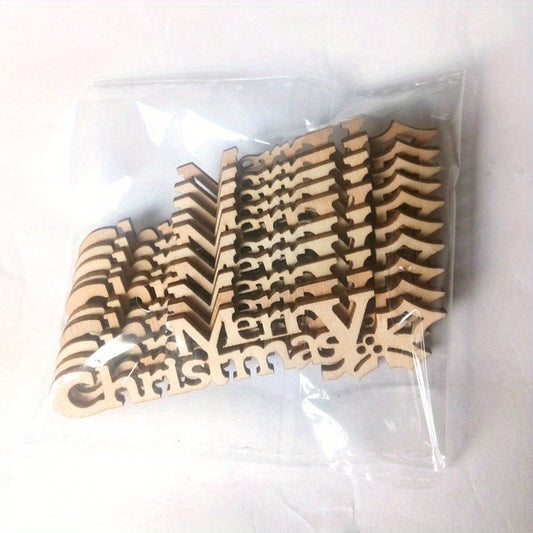 10pcs Wooden Christmas Letters for DIY Home Decor & Xmas Party