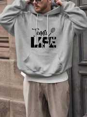 TENNIS LIFE Men's Graphic Print Hoodie Comfy Hooded Pullover