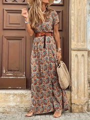 Boho Paisley Print V Neck Maxi Dress Plus Size