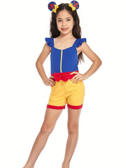 Princess Ruffle Sleeve Jumpsuit With Bow Romper for Girls
