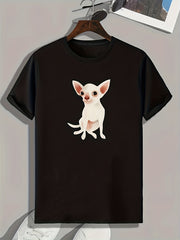 Chiwawa Print Men's Comfy T-shirt for Outdoor Summer
