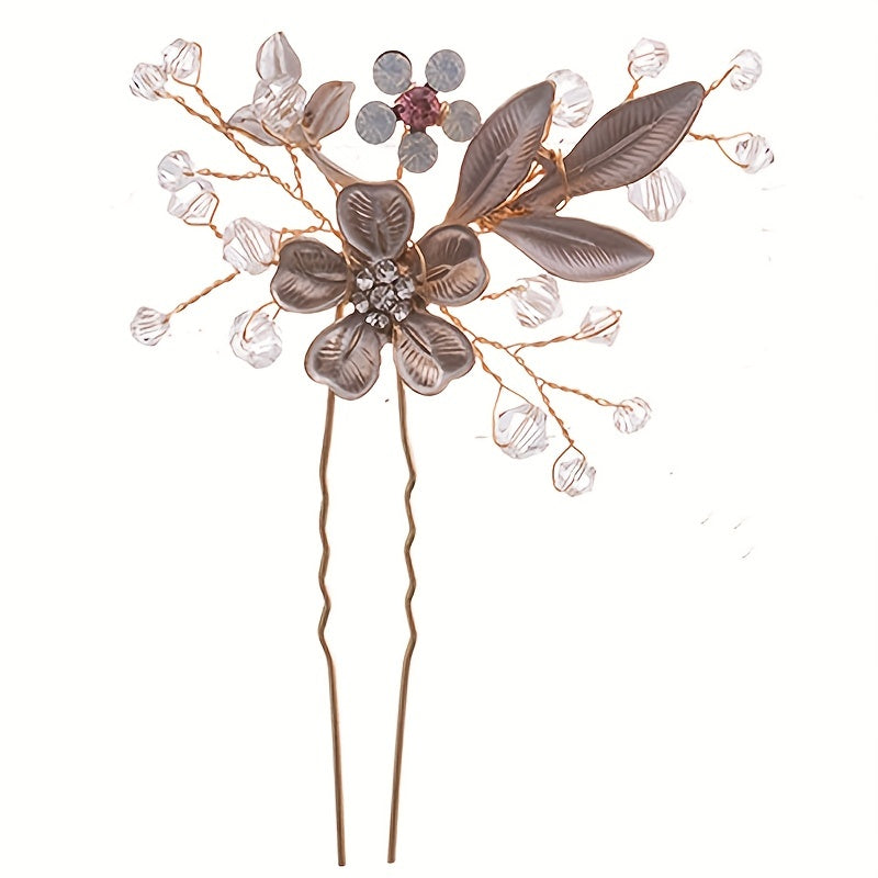 Flower Crystal Wedding Hair Pins Hair Accessories Bridal Headpiece