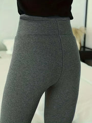 Casual Leggings Women's Plus Solid Liner Fleece Elastic High Rise