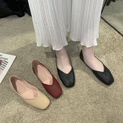 Women's Ballet Flat Shoes Square Toe Non Slip Loafers