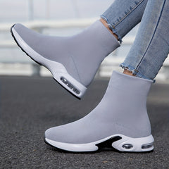 Breathable Knit Sneakers Lightweight Mid Top Slip On Shoes