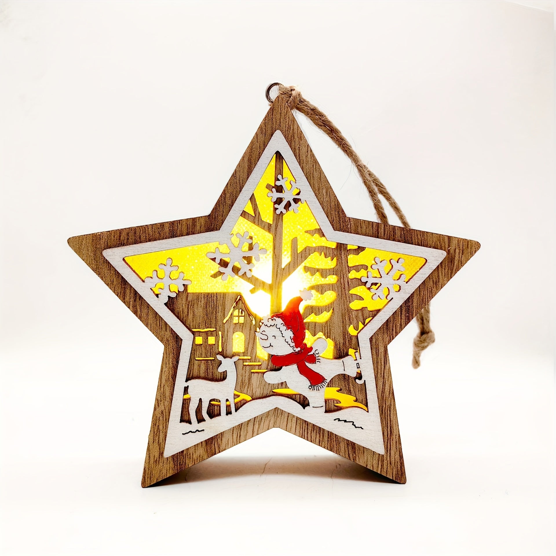 Wooden Christmas Ornaments Angel Snowman Tree Pendant