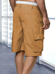 Men's Casual Zipper Cargo Short Pants Flap Pocket Loose Shorts