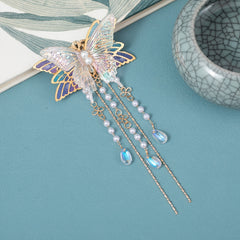 Vintage Chinese Style Hanfu Hair Clip with Faux Pearl Butterfly