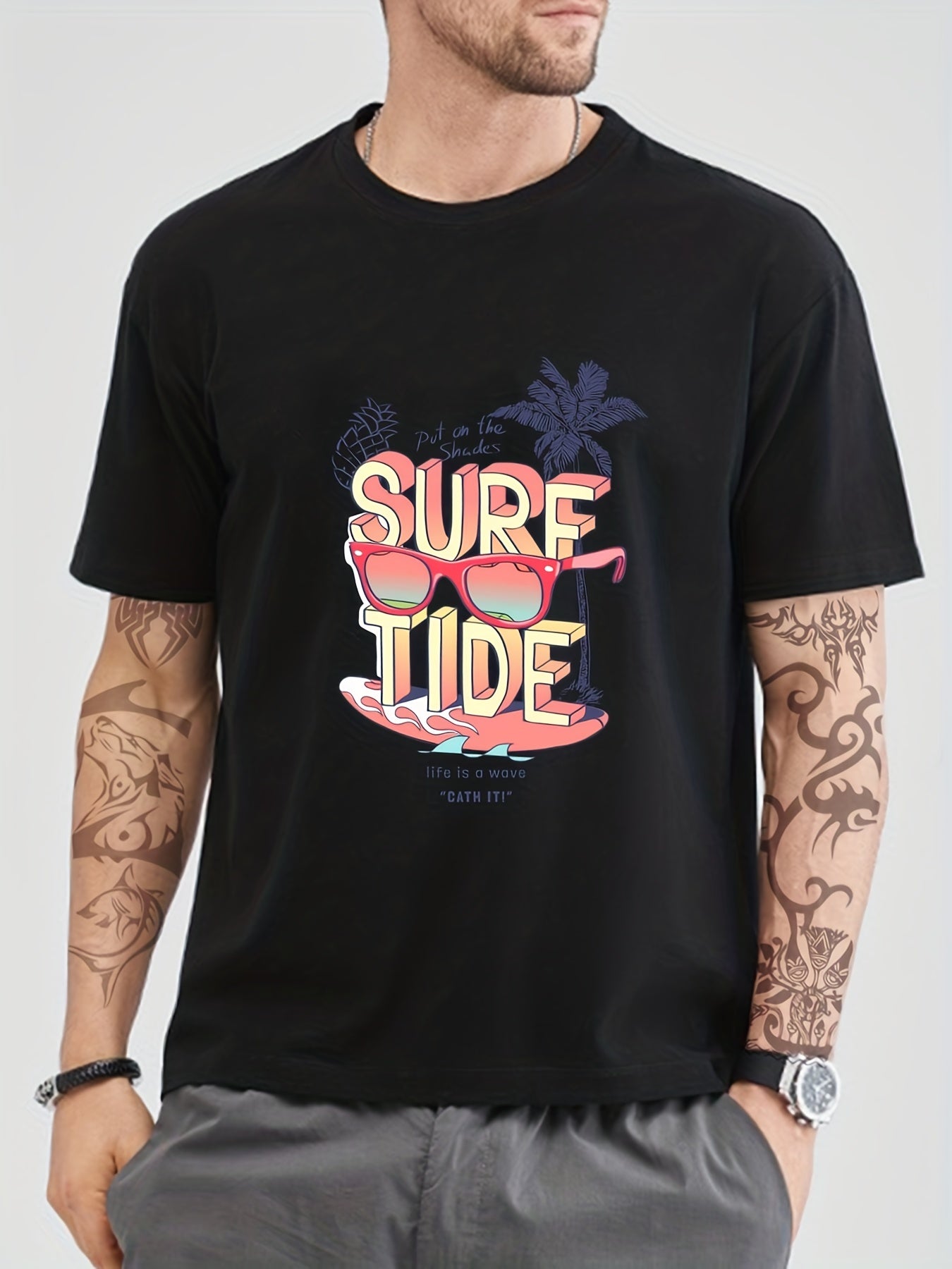 Surf Tide & Sunglasses Print Men's Graphic T-shirt