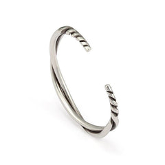 Vintage Silver Woven Bracelet Mens Open Style
