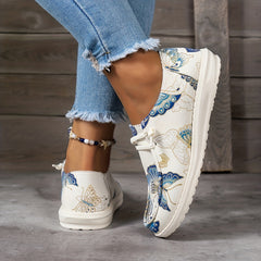Women's Butterfly Print Low Top Walking Shoes Lightweight Outdoor Flat