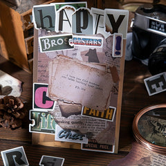 English Characters Burned DIY Material Package Stickers and Papers