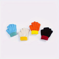 Kids Winter Knitted Gloves Elastic Warm Keeping Boys Girls