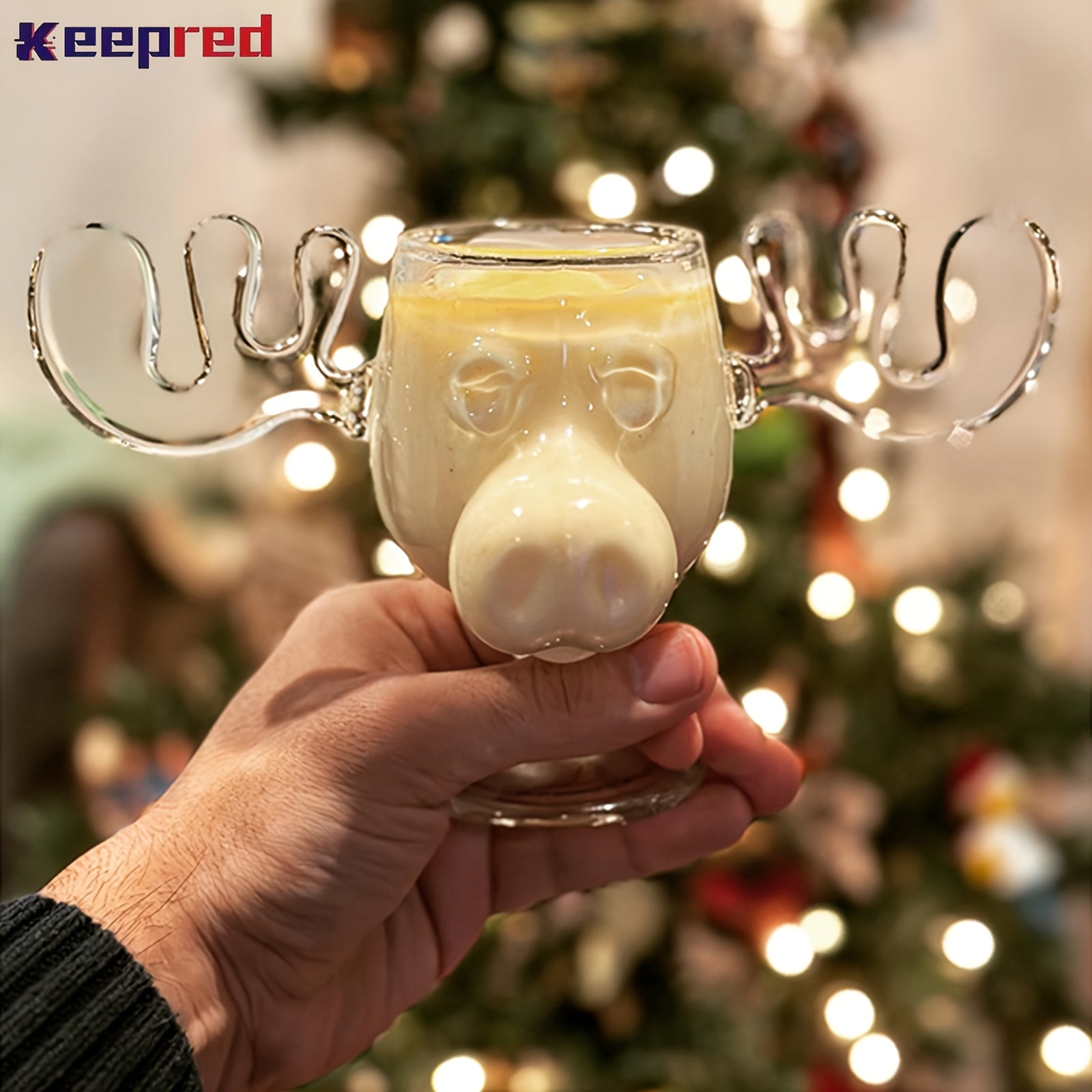 1pc Reindeer Wine Glass 240ml 8.4oz Clear Christmas Decorations