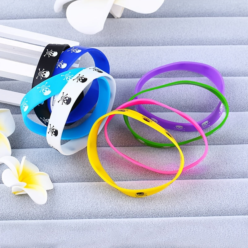 5 pcs Colorful Skull Silicone Wristband Bracelet Kids Hand Ring Decoration