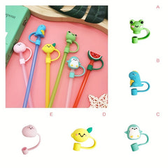 2pcs Animal Shape Straw Dust Cap, Rubber, Universal Fit