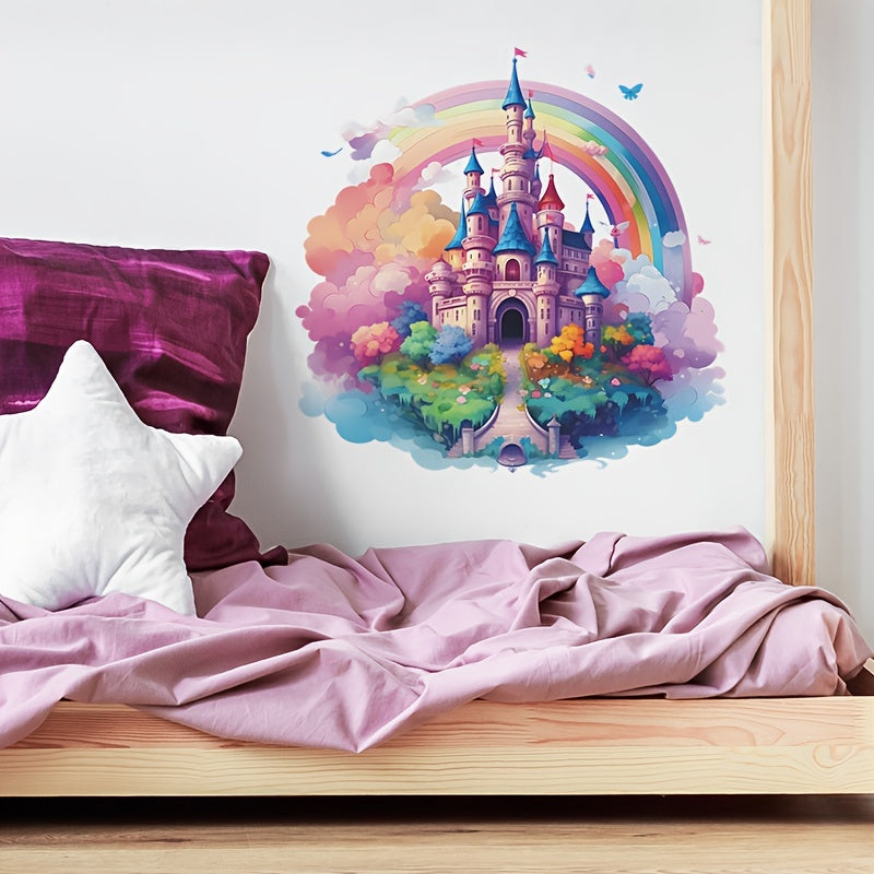 Castle Wall Stickers Rainbow Clouds Bridge Decals