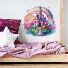 Castle Wall Stickers Rainbow Clouds Bridge Decals