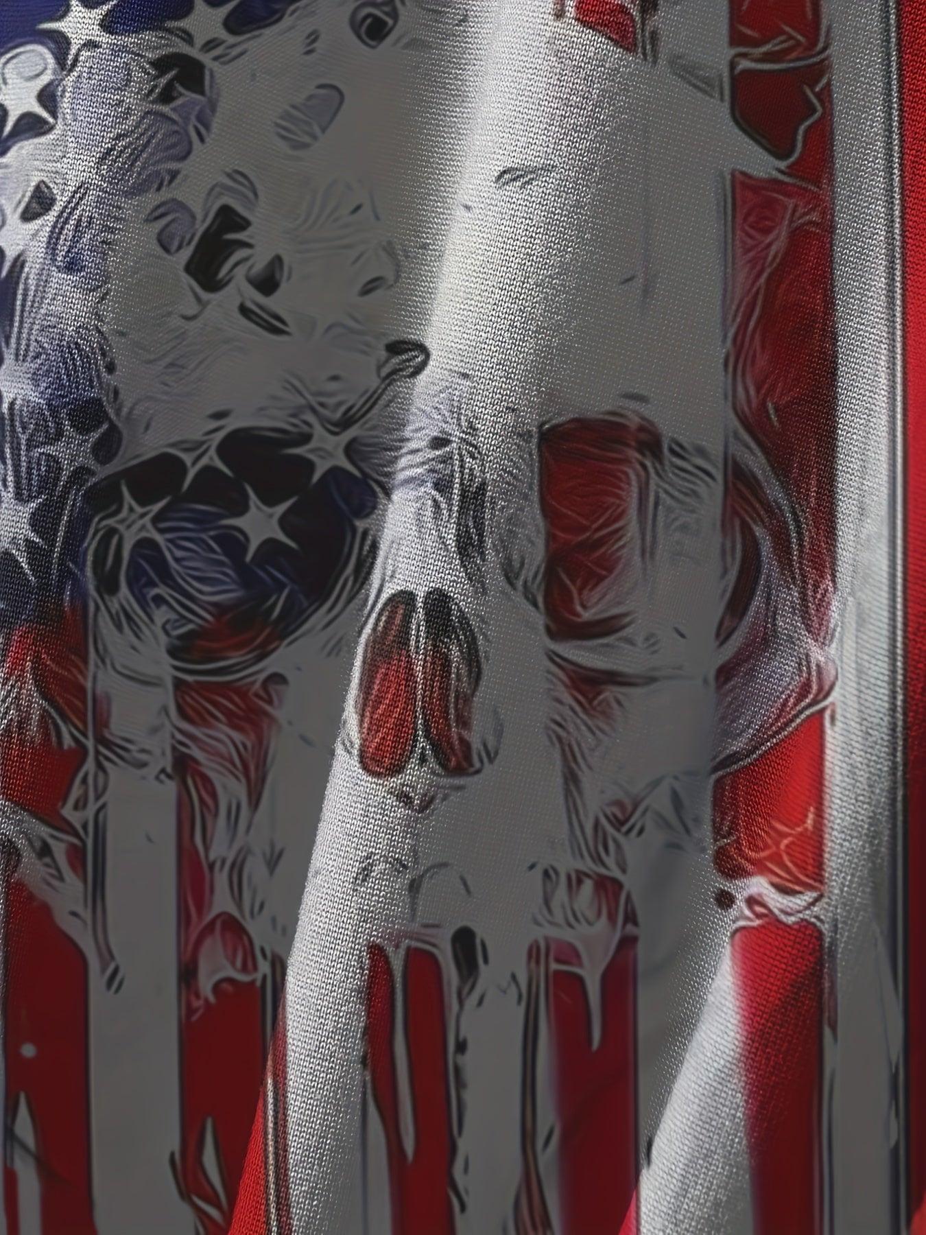 Skull & Flag Print Men's Long Sleeve T-shirt