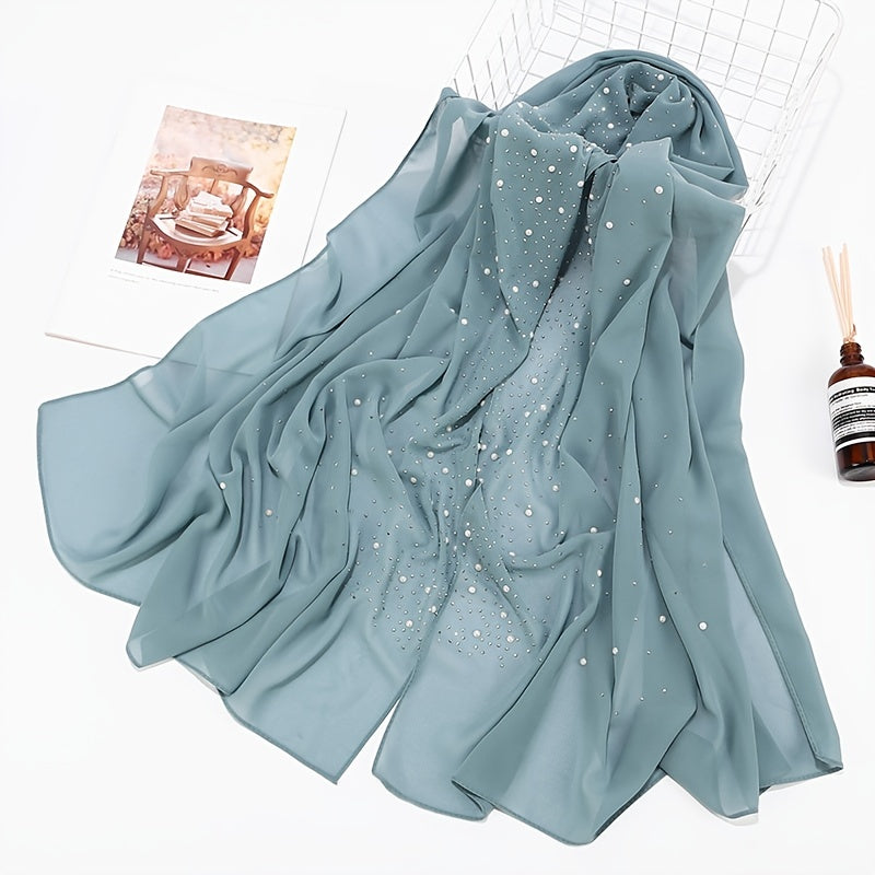 Wrinkles Chiffon Head Scarf Solid Bubble Wrap Shawl