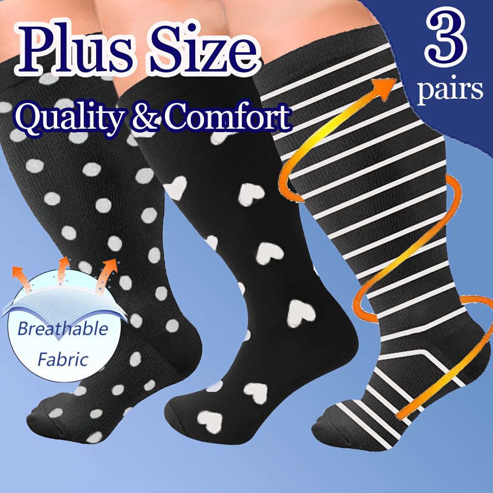 Compression Socks 15-20 mmHg Extra Wide Calf Knee High Stockings
