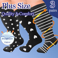 Compression Socks 15-20 mmHg Extra Wide Calf Knee High Stockings