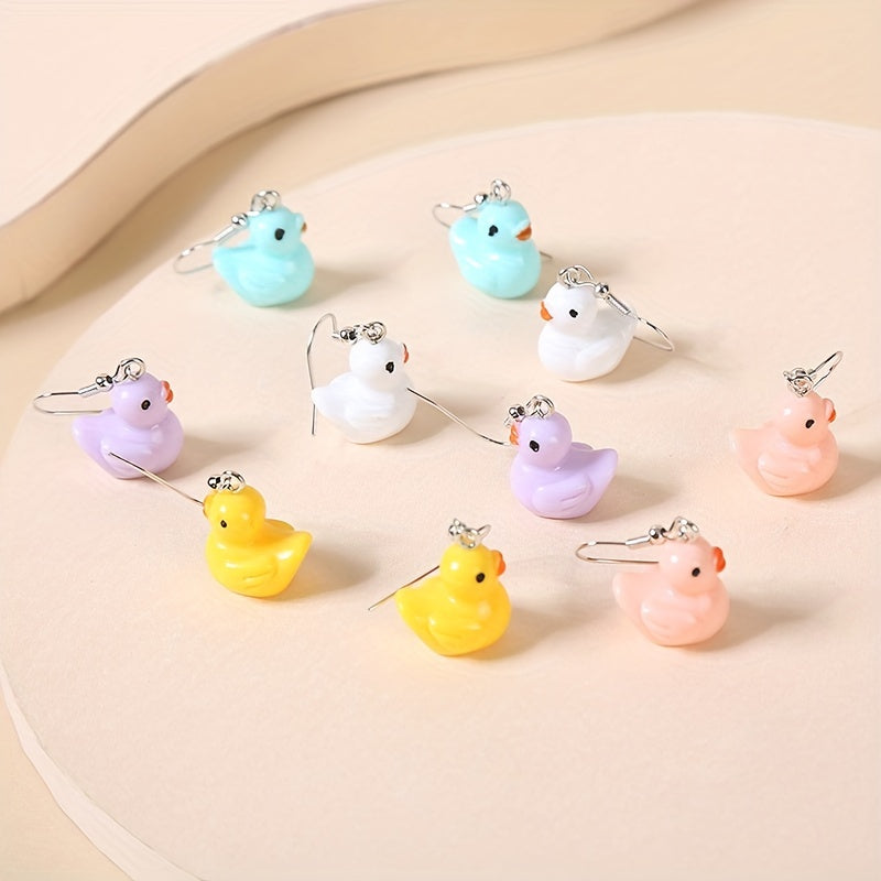 5 Pairs Girls Duck Drop Earrings for Parties and Gifts