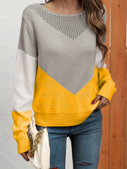 Eyelet Block Sweater for Fall & Winter