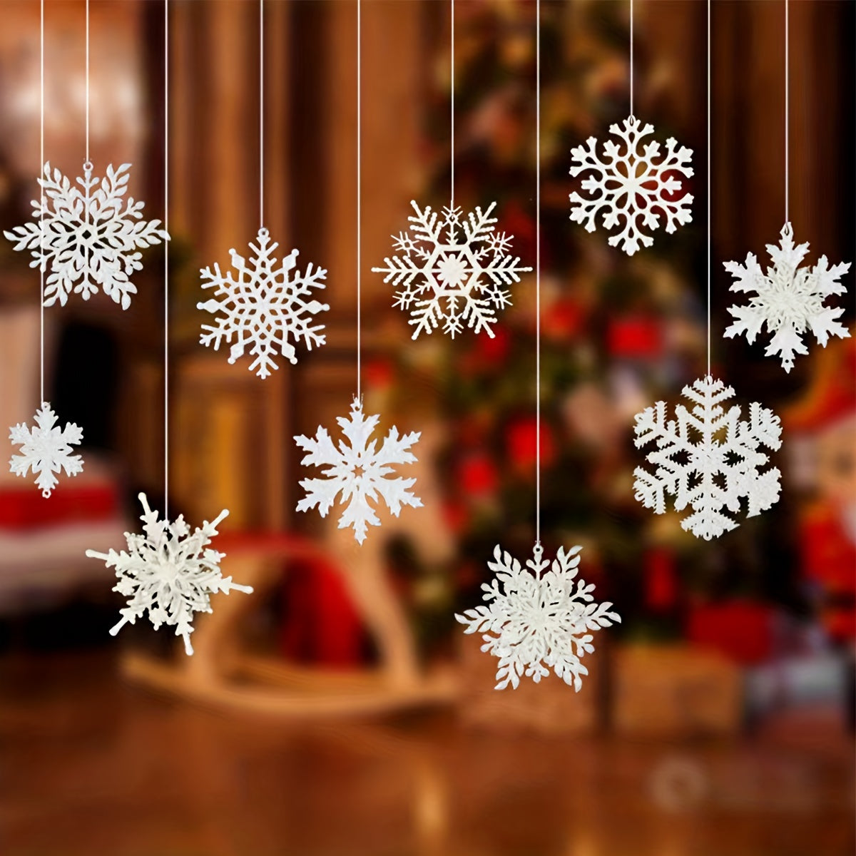 3 Christmas Snowflake Hanging Decorations for Tree & Venue